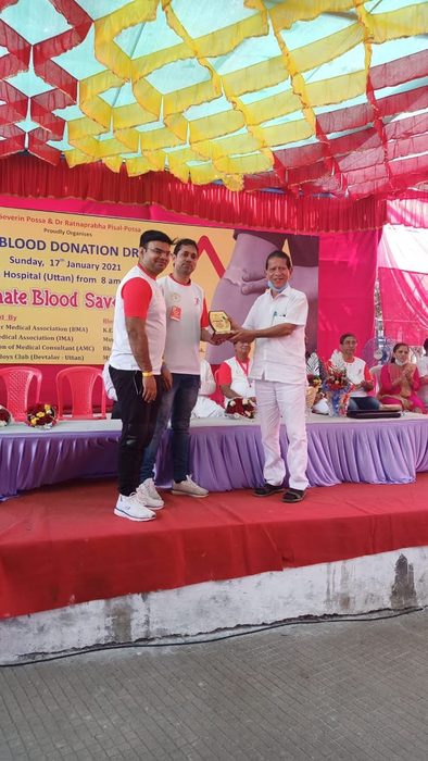 Blood Donation Drive - Felicitation at Stage Ceremony